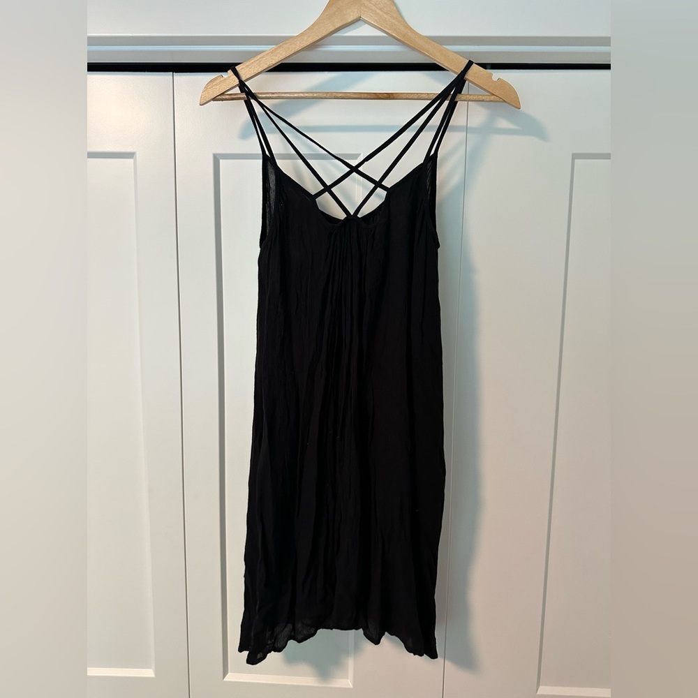 Elan Cross back black swimsuit cover up